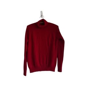 Liny Xin Pure Superfine Merino Wool Turtleneck Ribbed Sweater Red Size M